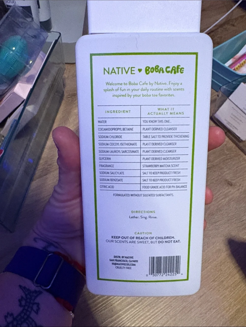 Native Boba Cafe Strawberry Matcha Body Wash